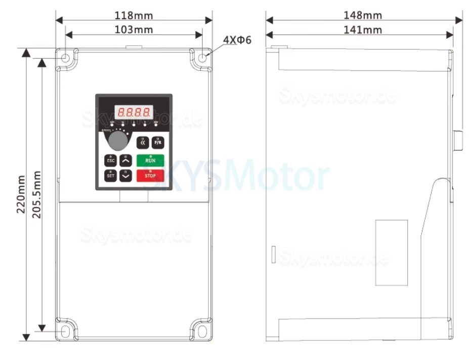 5PS 3,7kW Frequenzumrichter Spindelantriebe H100-3.7S2/H100-3.7T4 220V/380V